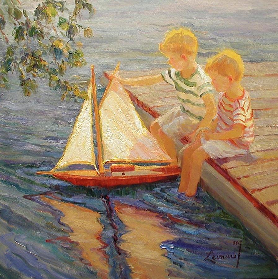 My Little Brothers Sailboat Painting
