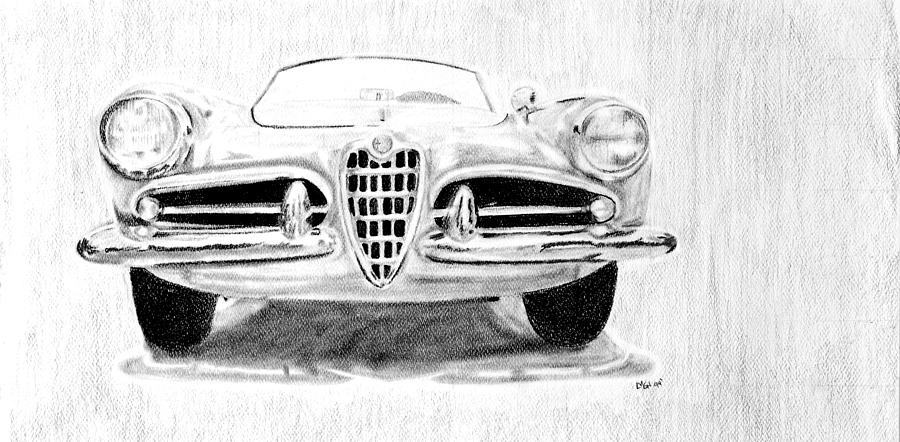 Car Drawing - My Love for Alfas by Michelle Garrett-White