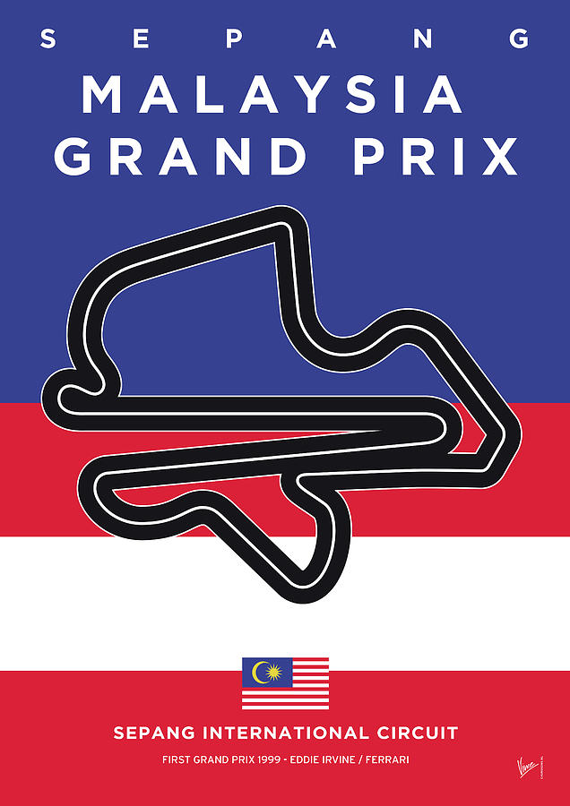 Car Digital Art - My Malaysia Grand Prix Minimal Poster by Chungkong Art