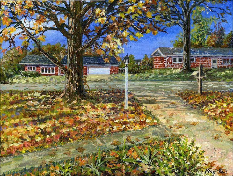 My Maple Tree in fall Painting by Ping Yan