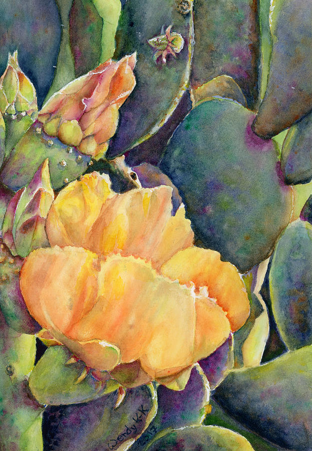 My Neighbors Prickly Pear Painting by Wendy Keeney-Kennicutt