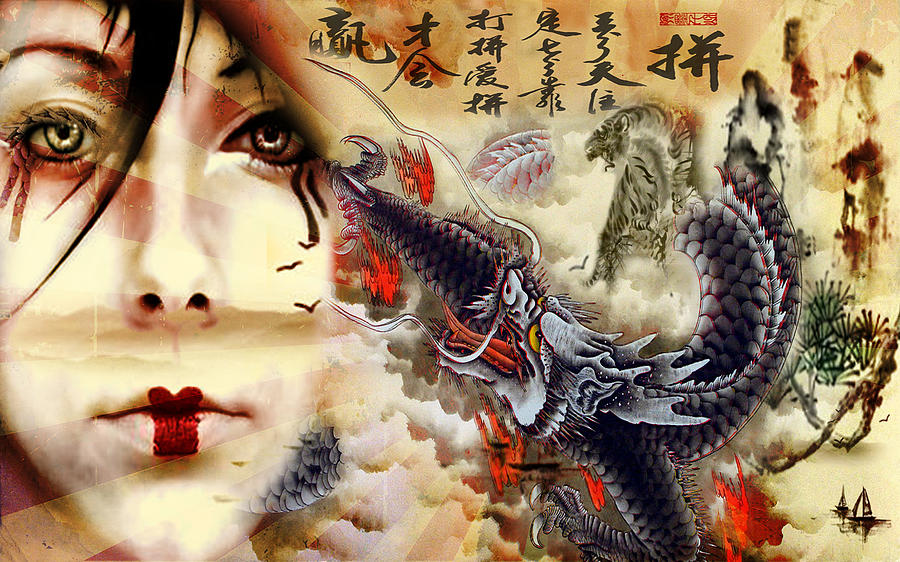 Dragon Digital Art - Toyotama-hime Dragon Goddess by Greg Sharpe