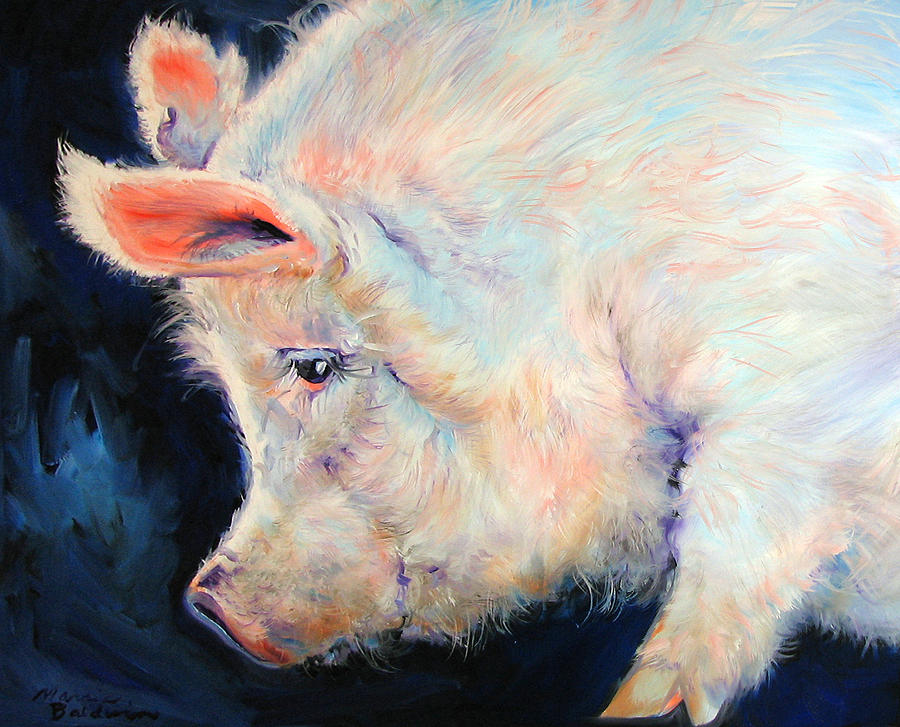 MY PINK PIG  For A Lucky Day By M Baldwin Painting by Marcia Baldwin