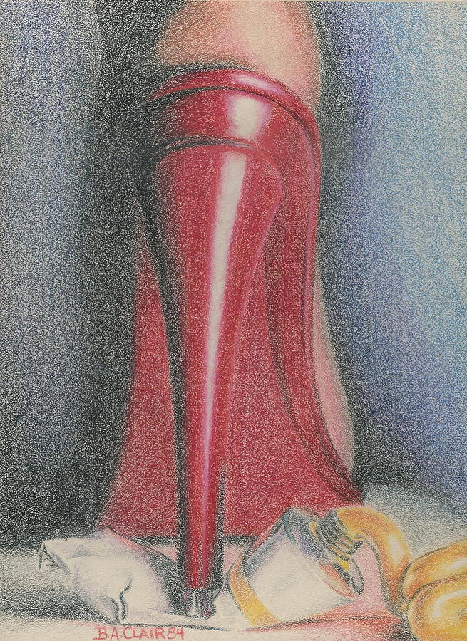 My Red High Heel Drawing by Barbara Keith