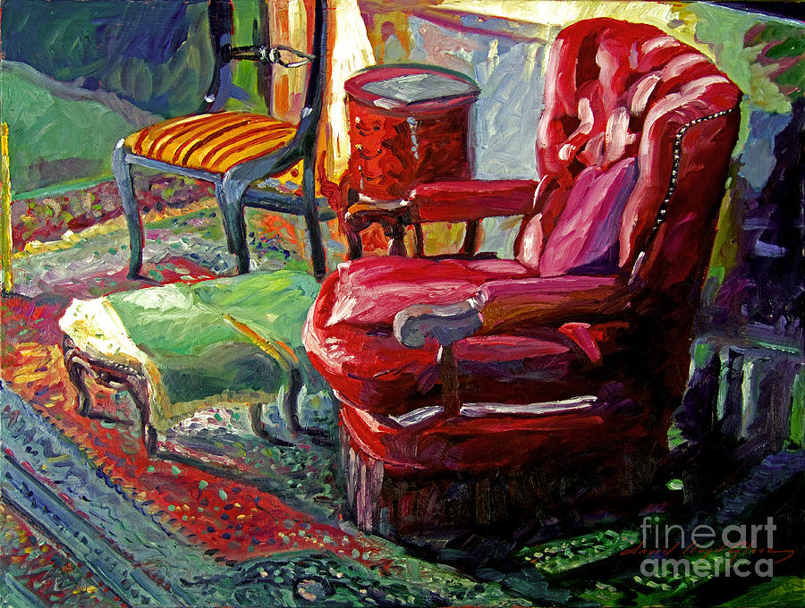 My Red Reading Chair Painting by David Lloyd Glover