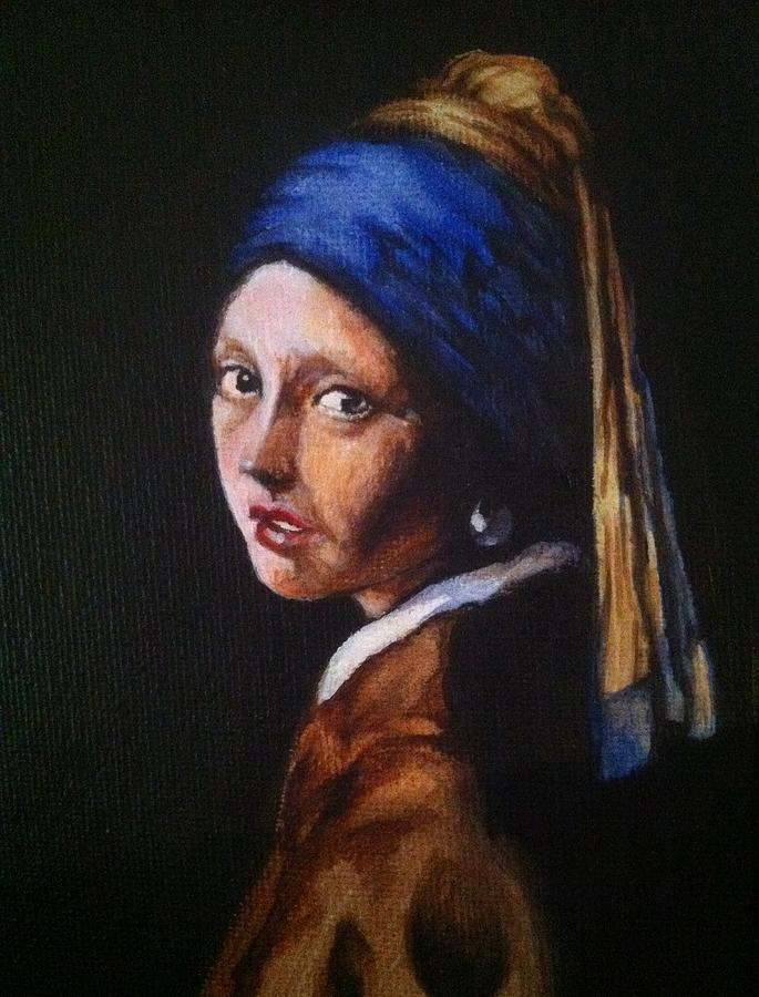 Rendition Painting - my rendition of Girl with a Pearl Earring by Aaron Druliner