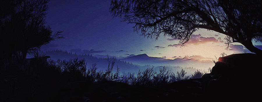 Mountain Sunset Painting - My Sleepping Sun by AM FineArtPrints