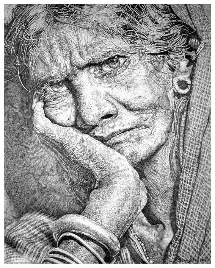 Lady Drawing - My Soul Feels Weary by Buena Johnson Lady Drawing - My Soul Feels Weary by Buena Johnson