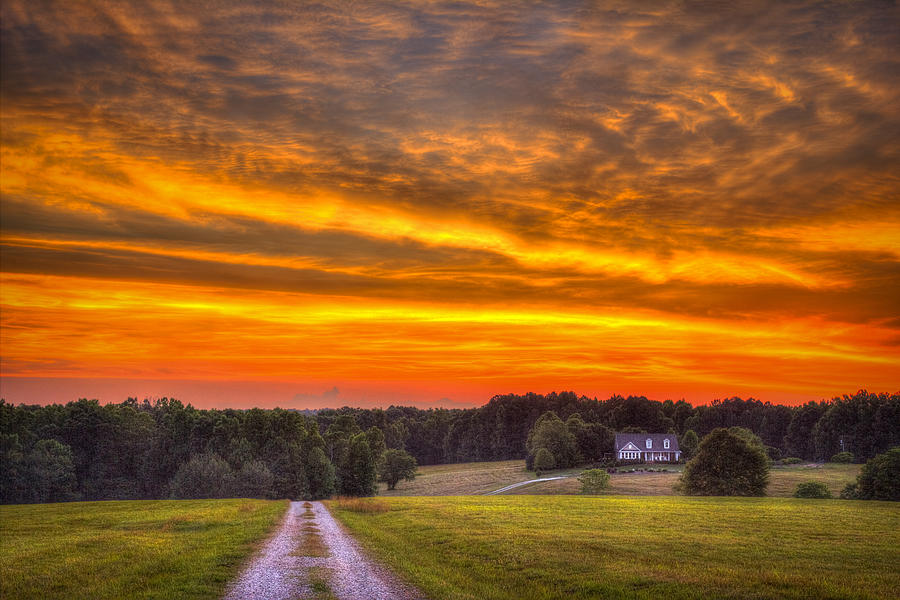 Greensboro GA My Strong Tower Sunset Farming Landscape Art Photograph by Reid Callaway