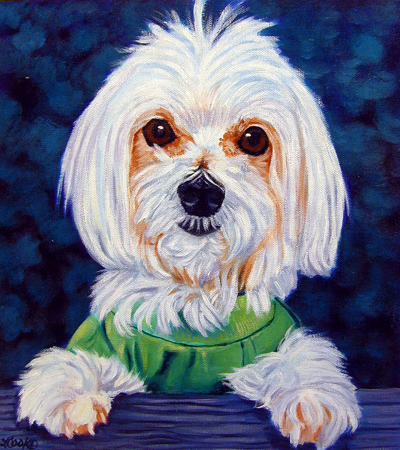 Animal Painting - My sweater - Maltese Dog by Lyn Cook