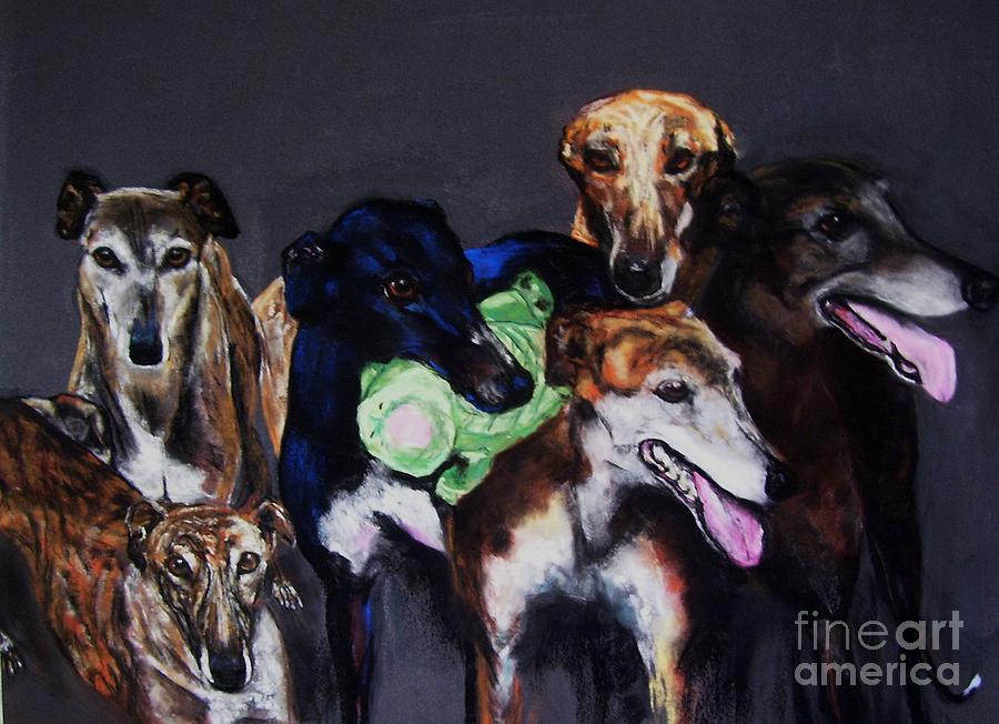 Greyhounds Painting - My teachers by Frances Marino