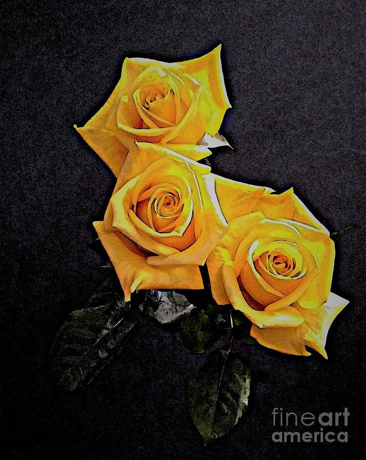 My Three Roses Mixed Media by Rita Brown