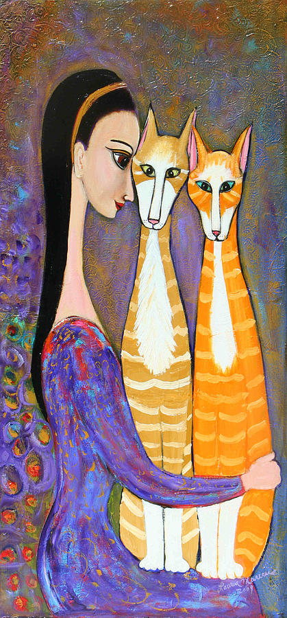Cat Painting - My Two Cats by Lauren  Marems