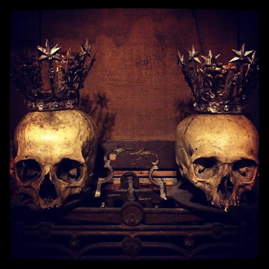 Skull Photograph - My Two Favorite Skulls Balanced On An by A Teensy Space In Hell