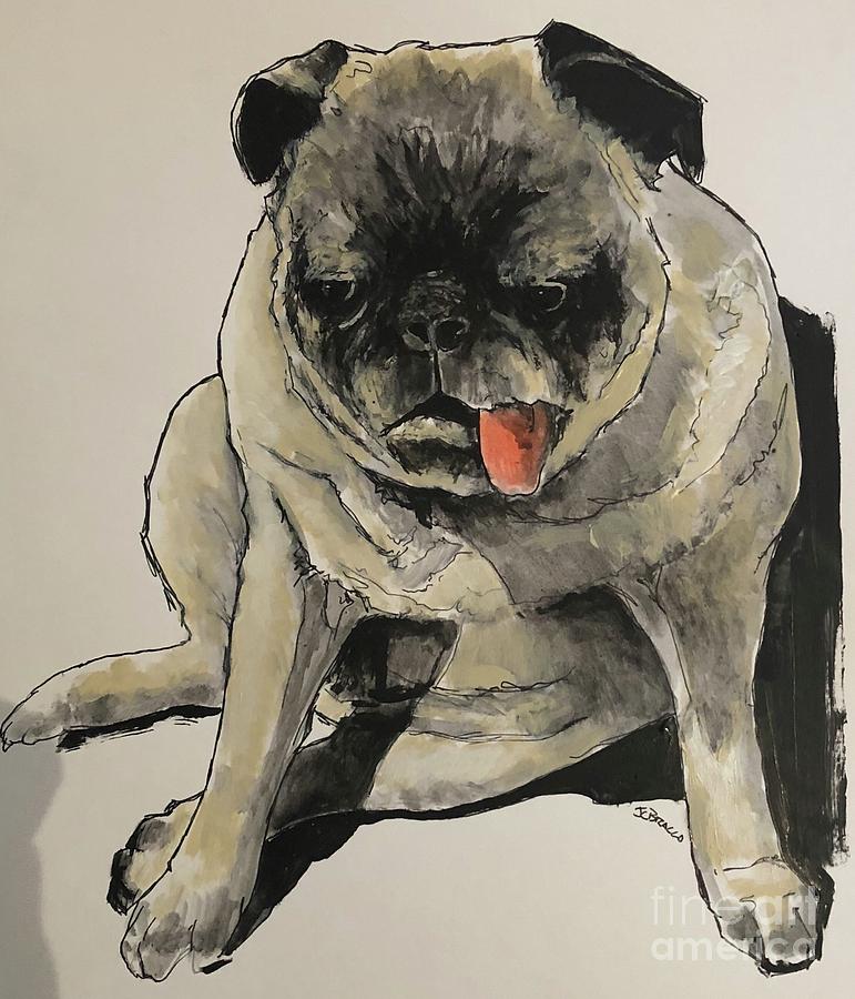 My ugly pug Painting by Joe Bracco