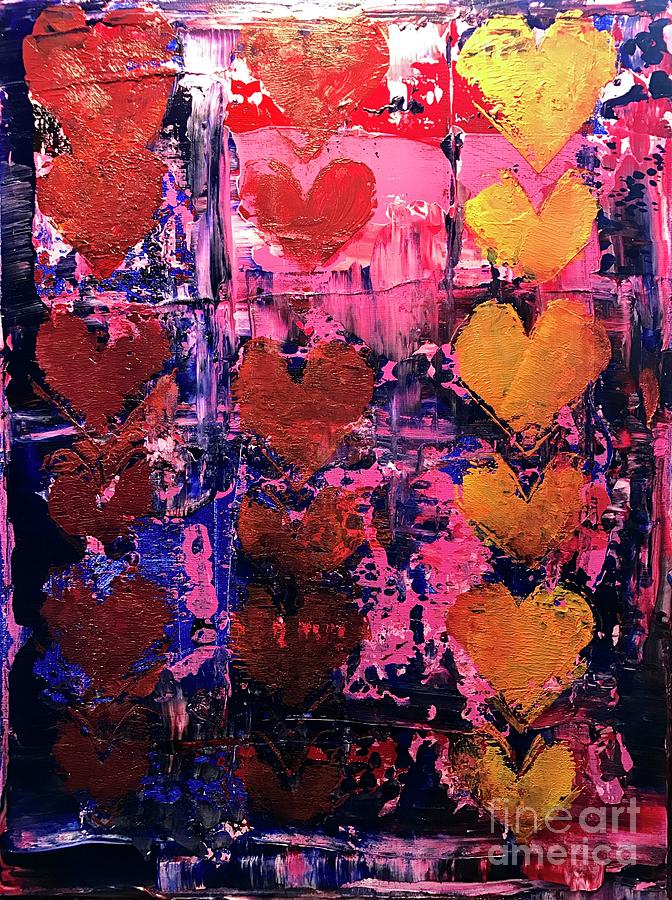 Loving Hearts Painting by Sherry Harradence
