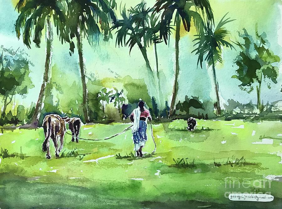 My village-2 Painting by George Jacob