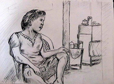 My Wife Watching TV Drawing by Jason Sentuf