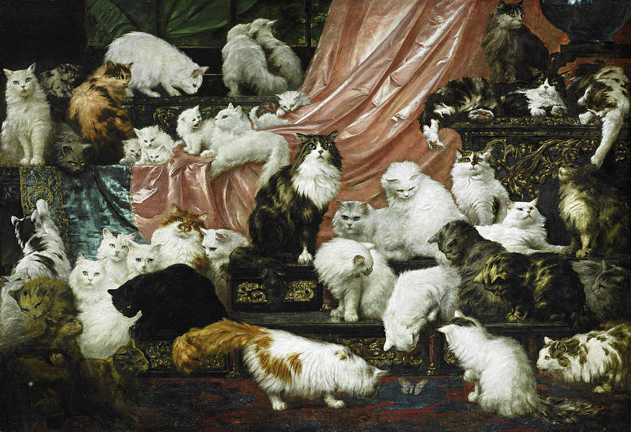 Cat Painting - My Wifes Lovers by Carl Kahler