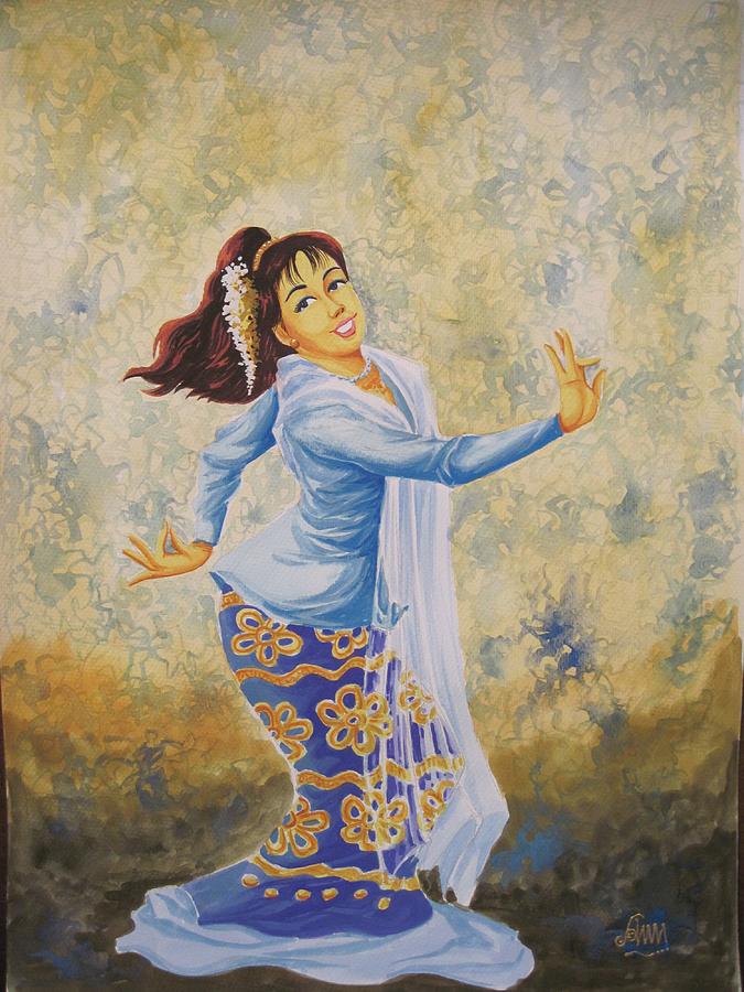 Myanmar Lady Dancer Painting By Aung Min Min - Fine Art America