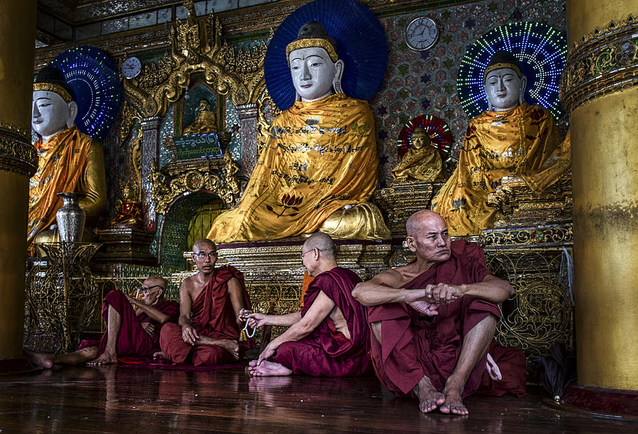 Southeast Asia Photograph - Myanmar Monks Gather by David Longstreath