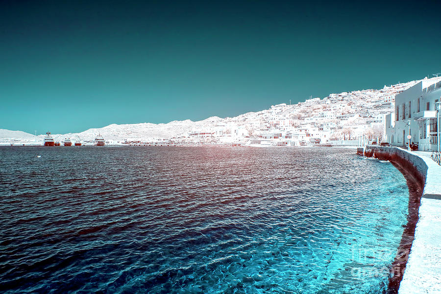 Unique Photograph - Mykonos Blues Infrared by John Rizzuto
