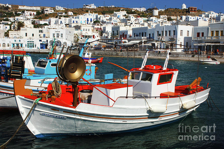 Mykonos Greece Fishing Boats Photograph by Bob Christopher