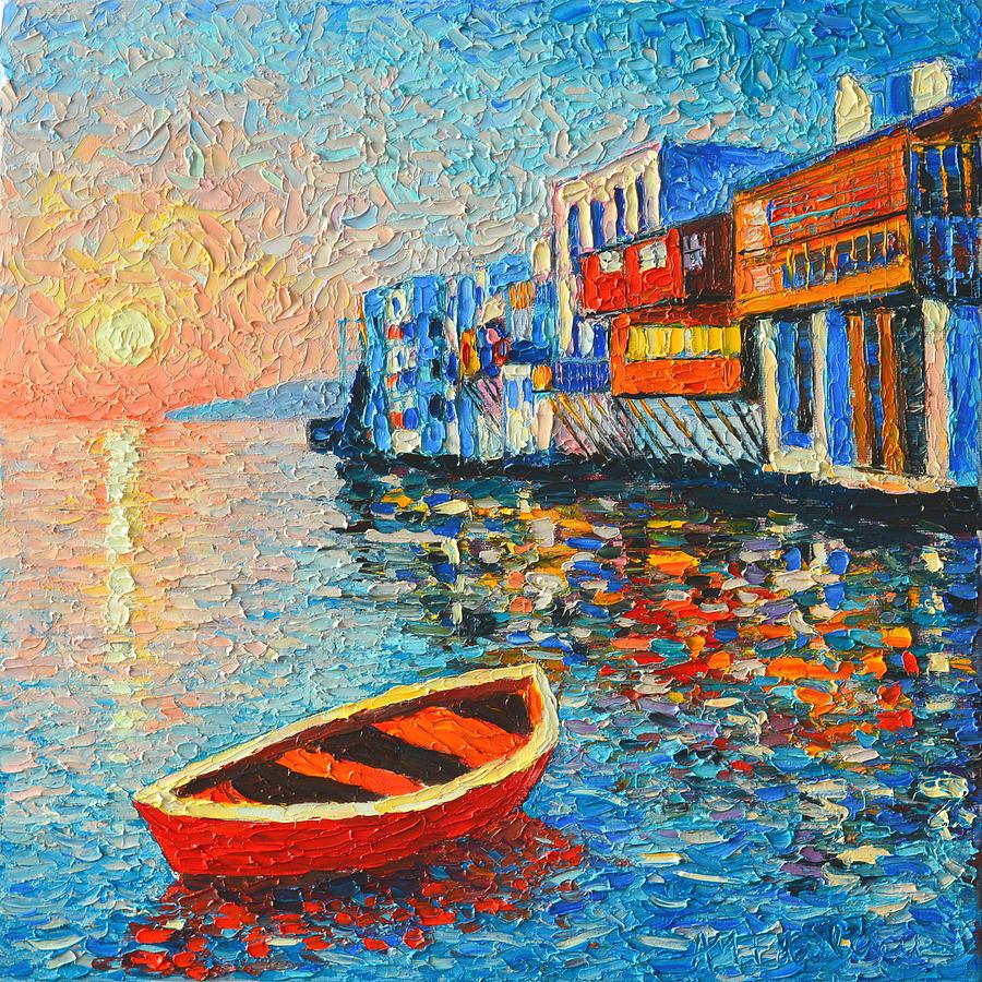 Greek Painting - Mykonos Little Venice - Timeless Moment by Ana Maria Edulescu