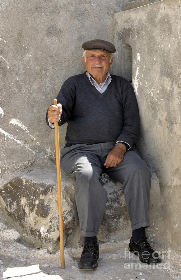 Mykonos Man With Walking Stick Photograph by Madeline Ellis