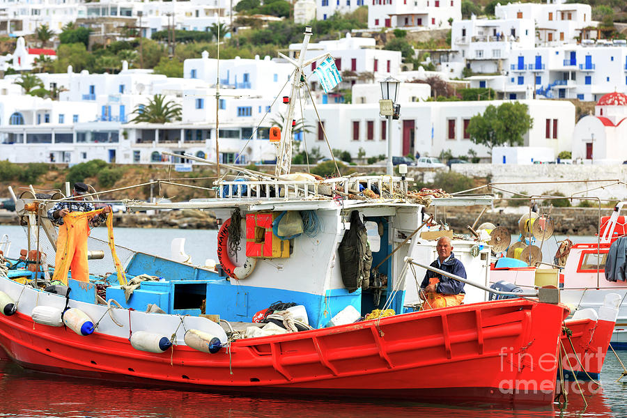 Mykonos Old Port Fishermen Photograph by John Rizzuto