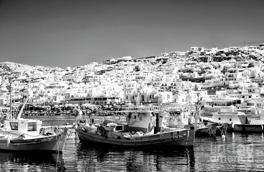 Boat Photograph - Mykonos Old Port Infrared by John Rizzuto