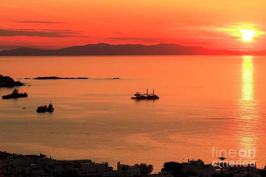 Mykonos Sunset Portrait Photograph by John Rizzuto