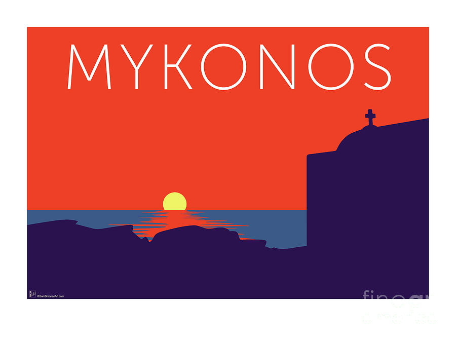 MYKONOS Sunset Silhouette - Orange Digital Art by Sam Brennan
