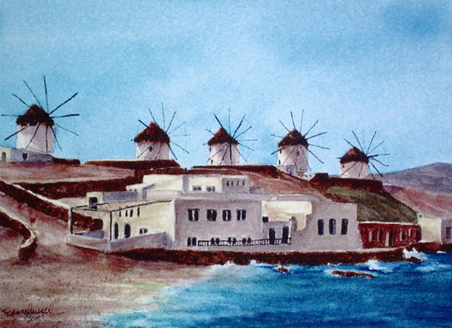 Mykonos Painting by Suzanne Krueger