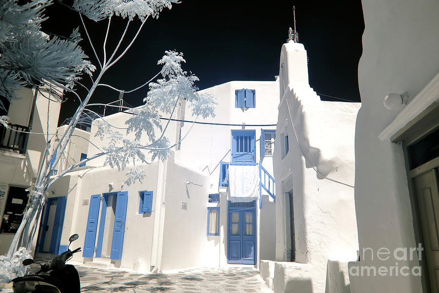 Unique Photograph - Mykonos Town Home Design infrared by John Rizzuto