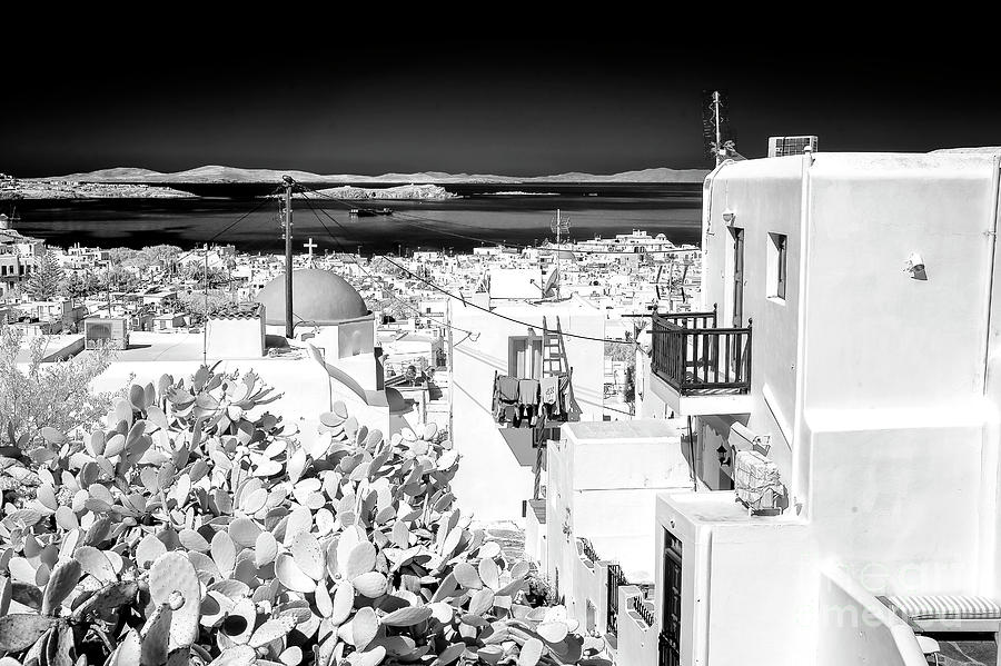 Unique Photograph - Mykonos Town View Infrared by John Rizzuto