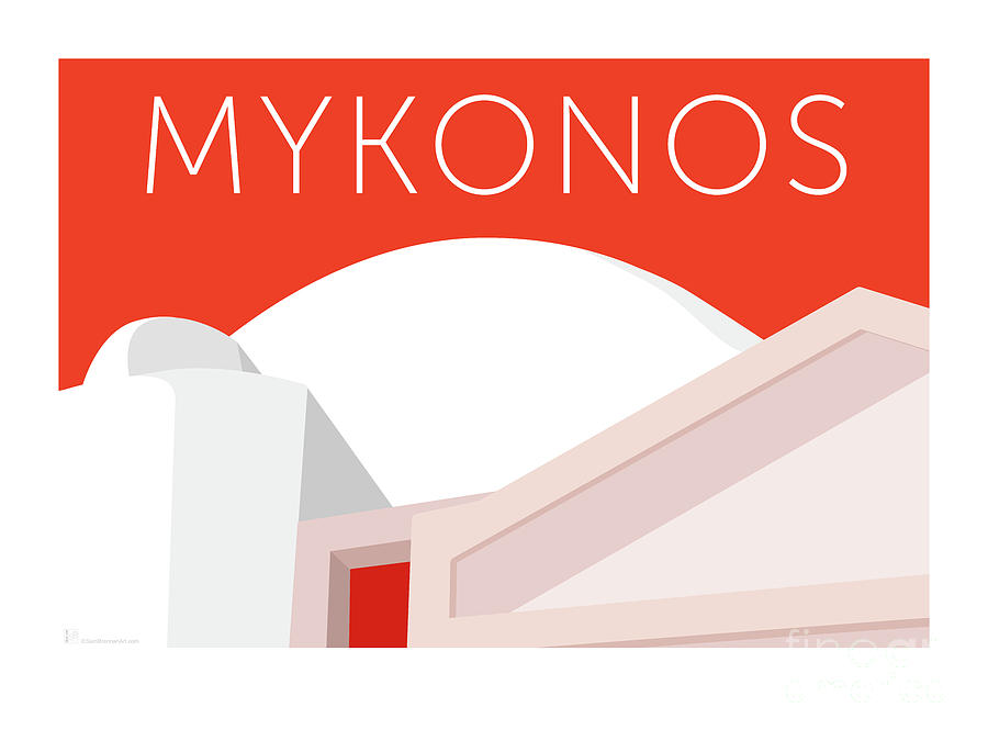 MYKONOS Walls - Orange Digital Art by Sam Brennan
