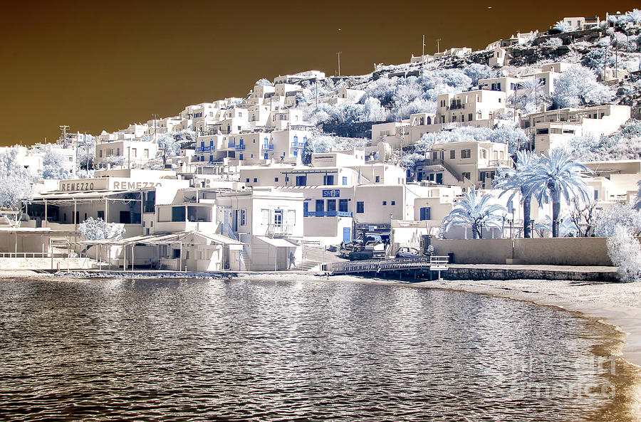 Mykonos Whitewashed Buildings Infrared Photograph by John Rizzuto
