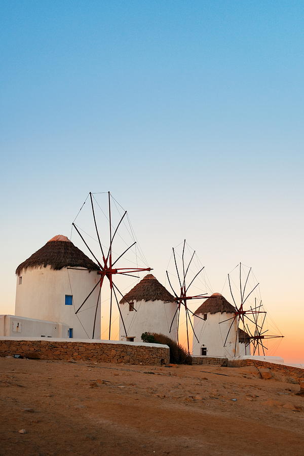 Mykonos windmill sunset Photograph by Songquan Deng