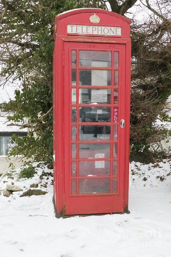 Mylor Bridge Telephone Box in the Snow Photograph by Terri Waters