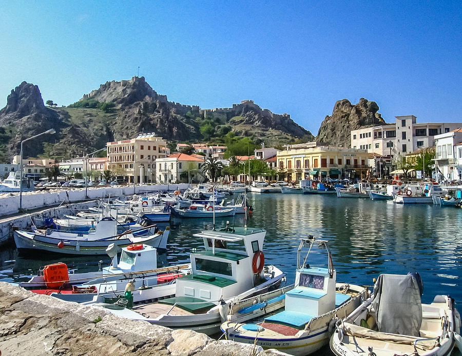 Myrina Harbor and Castle Lemnos Greece Photograph by Gregory Daley  MPSA