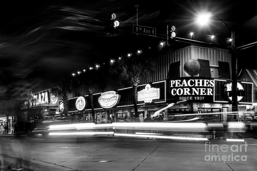 Myrtle Beach Boulevard Black and White Photograph by David Smith