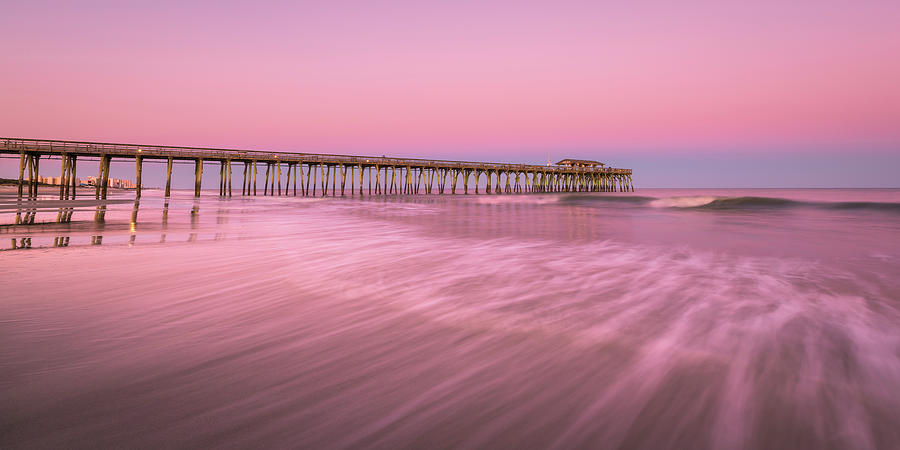 Myrtle Beach Fishing Pier at Sunset Panorama Photograph by Ranjay Mitra