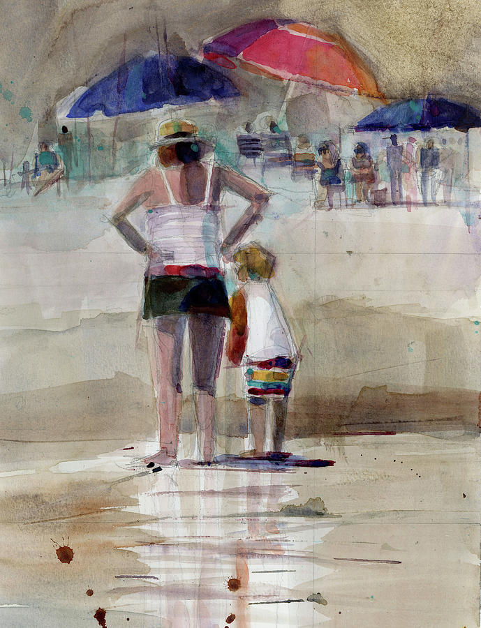 Beach Painting - myrtle beach - Grandma knows best by Dorrie Rifkin