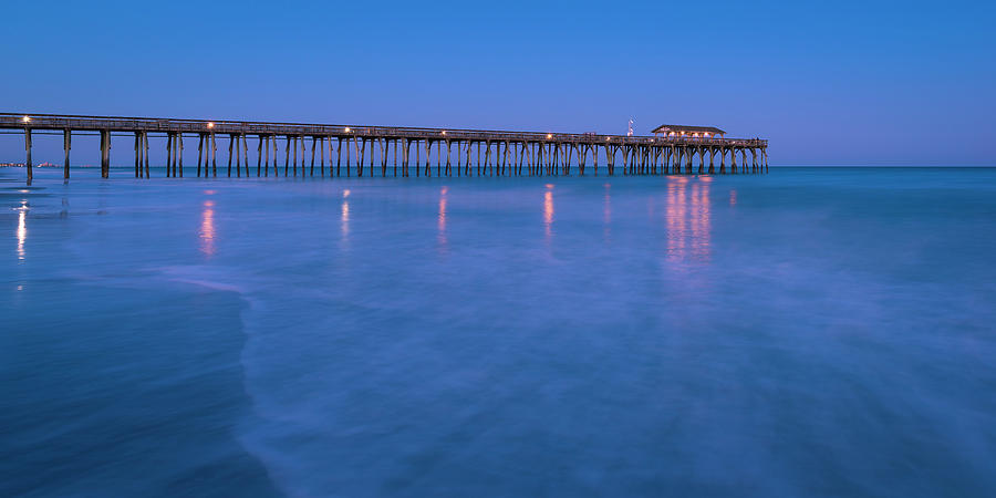 Myrtle Beach North Carolina Fishing Pier at Blue Hour Panorama Photograph by Ranjay Mitra