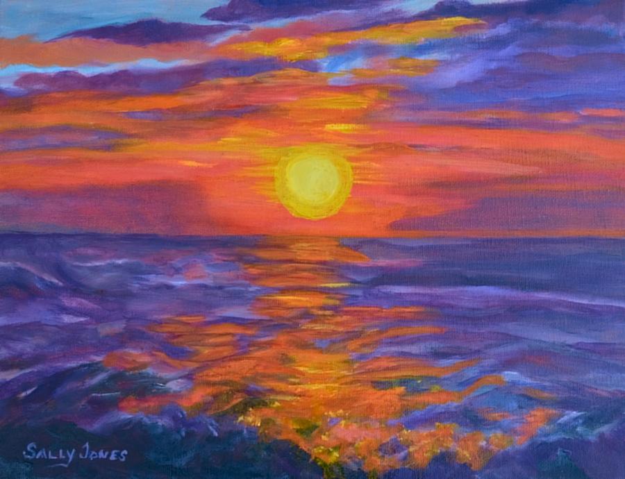 Myrtle Beach Orange Sunrise Painting by Sally Jones - Fine Art America