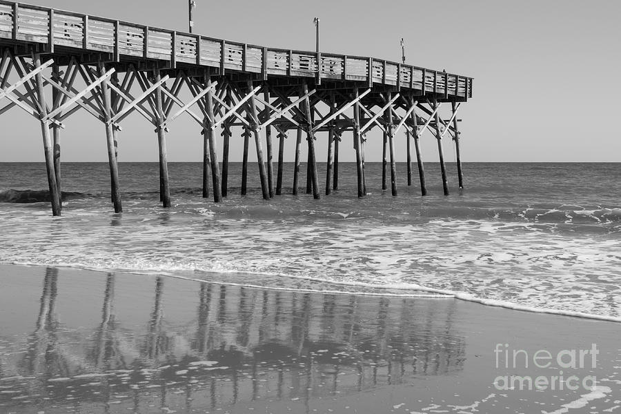 Myrtle Beach Pier in Black and White Photograph by MM Anderson