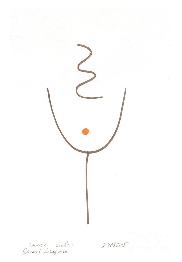Wine Drawing - My-Selfie. Looking For The Word. 24 February, 2015 by Tasha Chernyavskaya