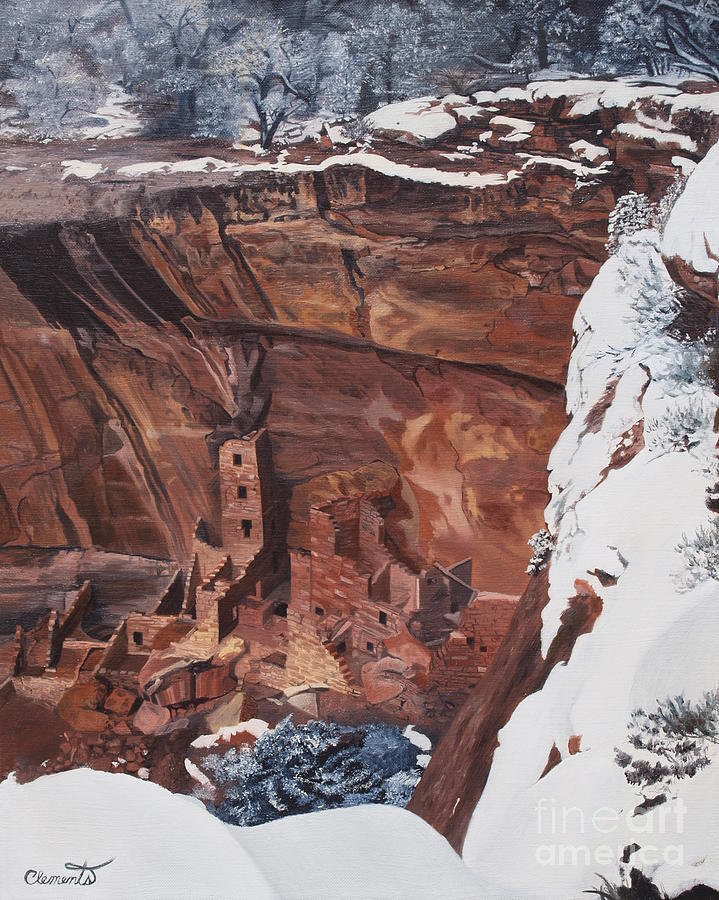 Colorado Painting - Mysterious city of the Anasazi - Mesa Verde by Barbara Barber
