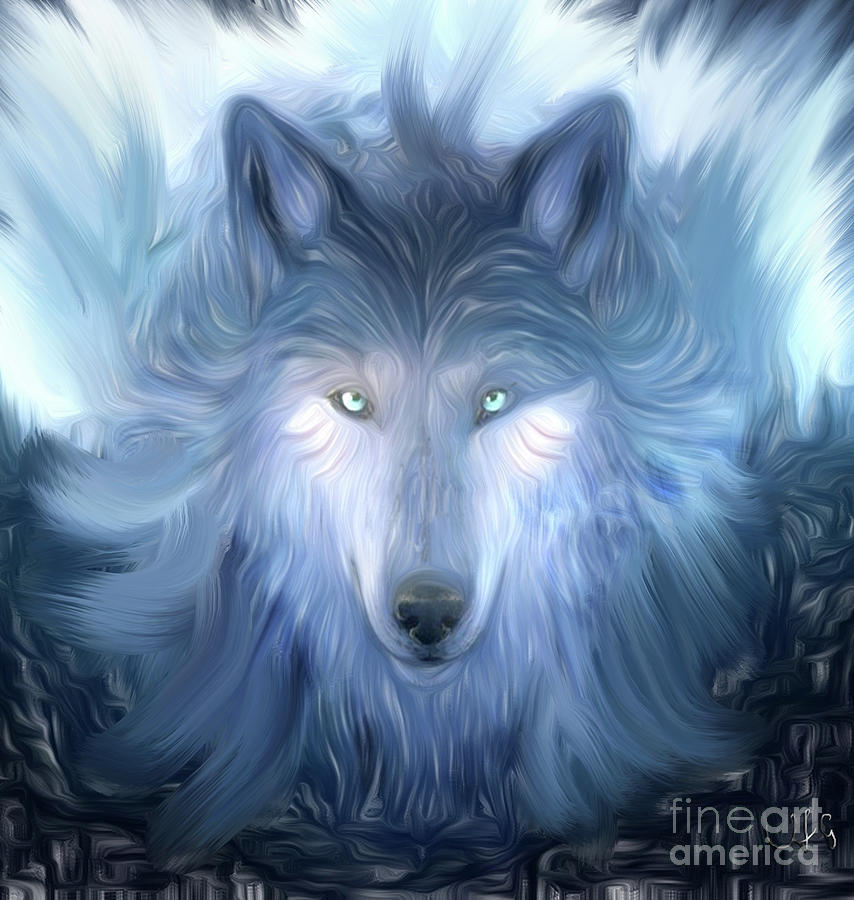 Animal Mixed Media - Mysterious Wolf Hand Painted by Heinz G Mielke Animal Mixed Media - Mysterious Wolf Hand Painted by Heinz G Mielke
